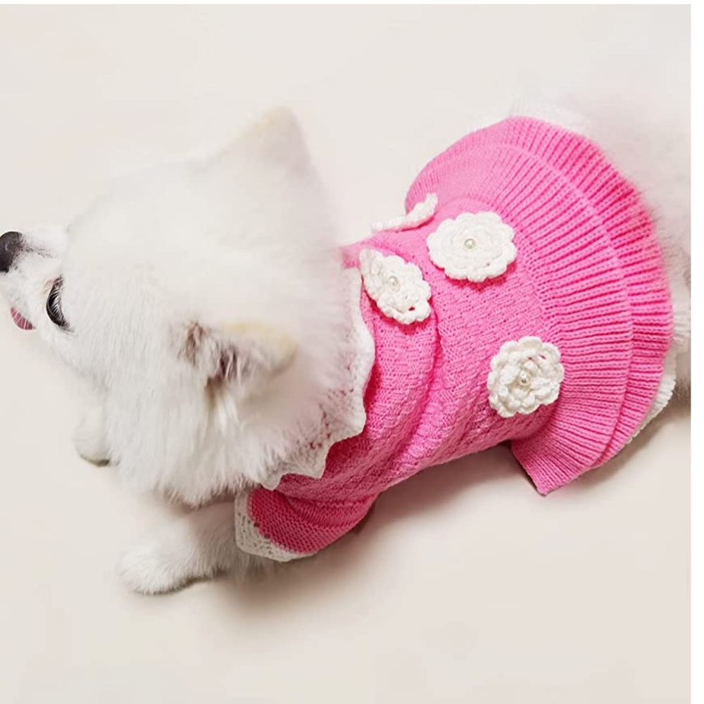 NWT Dog Cat pet outfit Sweater Dress Cable Knitwear Size 2 - Picture 2 of 8